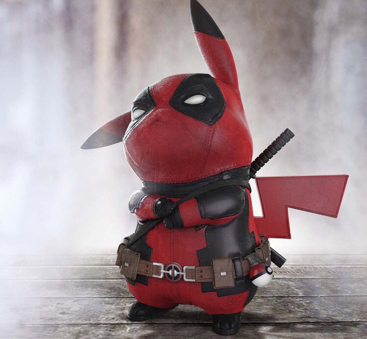 Pikachu veste o uniforme do Deadpool