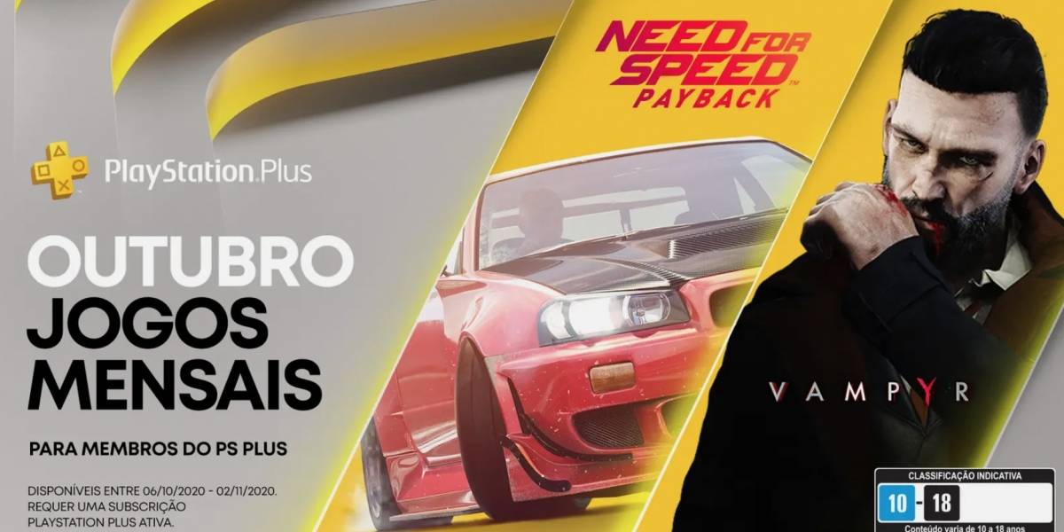 Need for Speed: Payback e Vampyr são os jogos gratuitos para membros PS Plus de outubro
