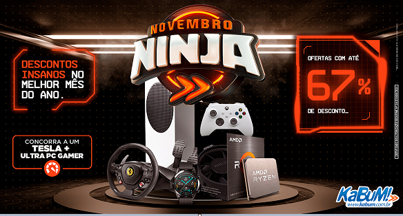 KaBuM! inicia a maior temporada de descontos do ano, com 67% OFF e oportunidade de ganhar um Tesla e um ultra PC gamer